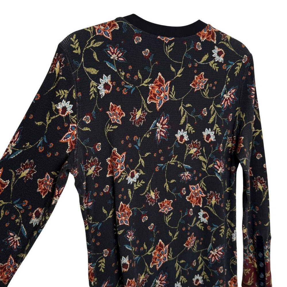 Sundance Floral Long Sleeve Thermal Top With Button Cuff, XL - Picture 4 of 8